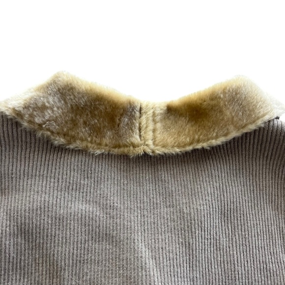 Jaclyn Smith Womens Sz XL Tan Faux Fur Collar Suede Front Knit Penny Lane Jacket - Picture 12 of 16